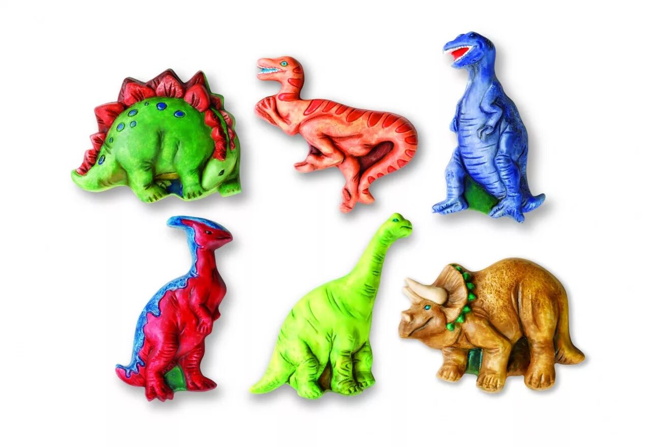 Динозавр форма. Фигурки динозавров из набора. Набор гипсовых фигурок динозавров. Игрушка динозавр с пластилином. Разноцветный динозавр игрушка.
