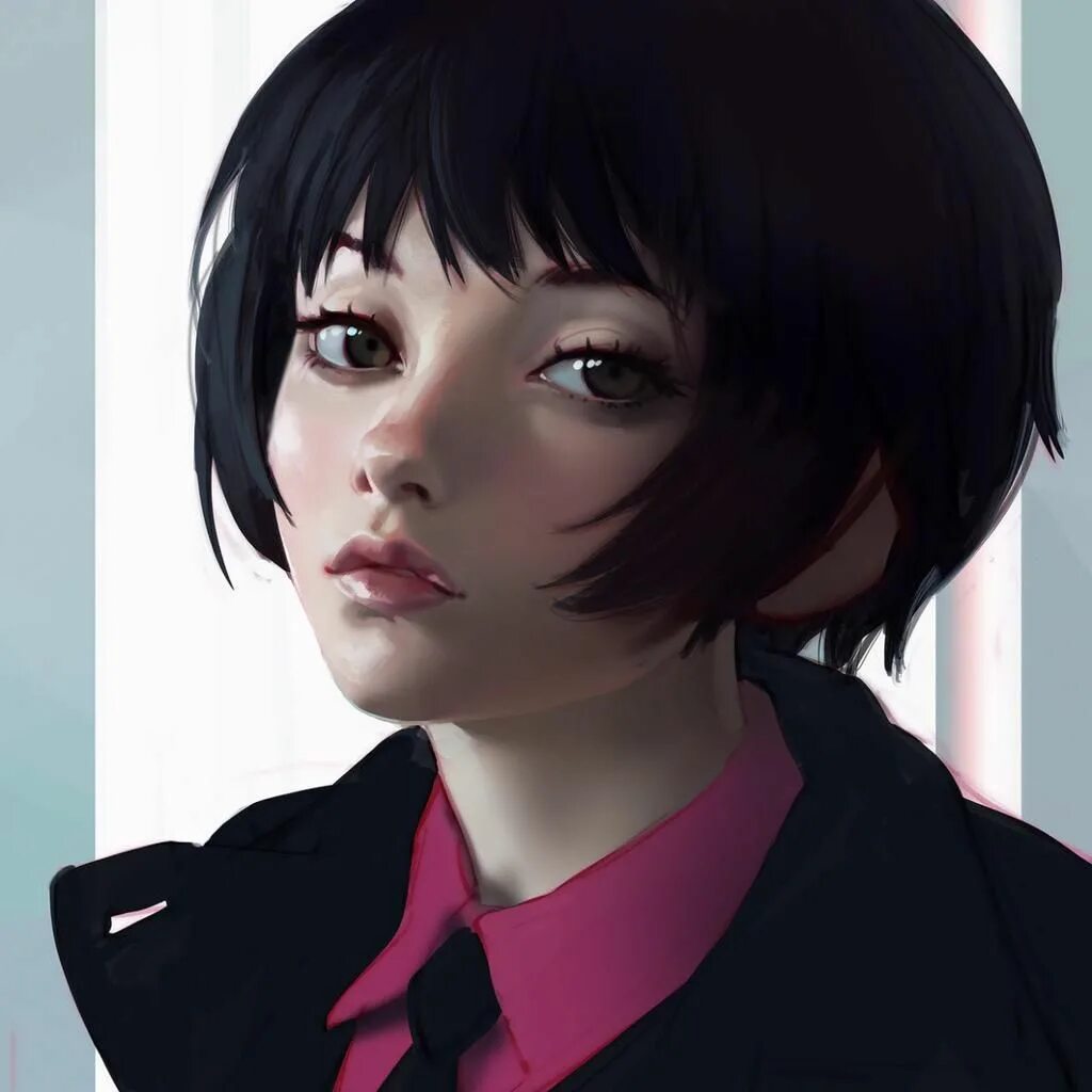 Ilya Kuvshinov. Ilya Kuvshinov арт. Девочка с каре черные волосы