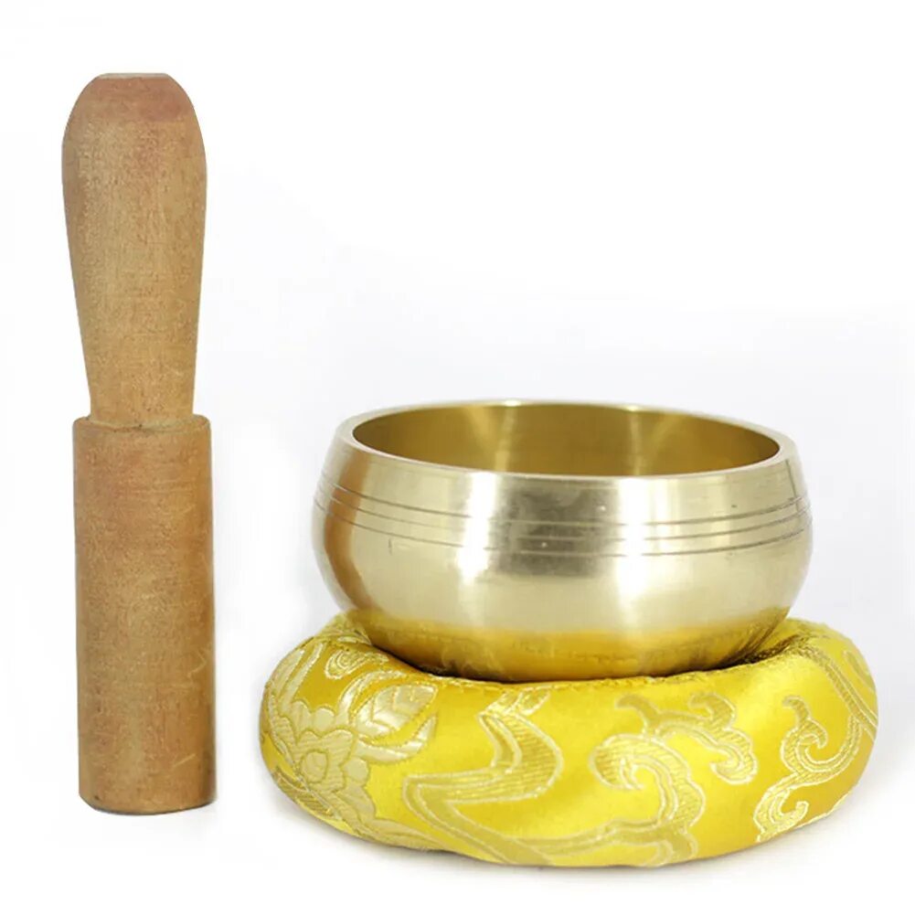 Набор поющих чаш. Звуковые чаши для медитации. Палка деревянная для йоги.