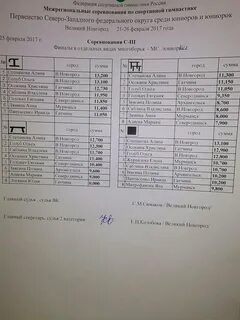 Художественная гимнастика протоколы