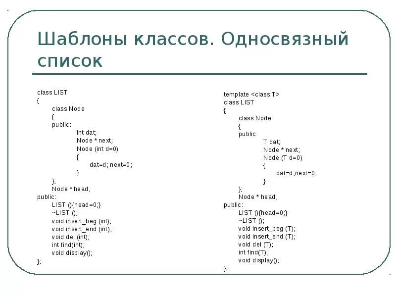 Структура класса c