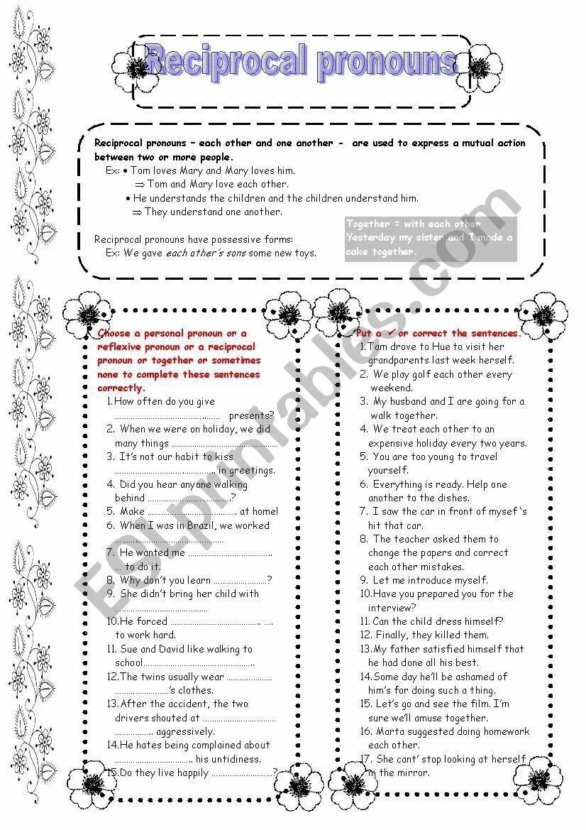 Use reflexive pronouns to complete the gaps. Reciprocal pronouns в английском языке. reflexive and reciprocal pronouns. reciprocal pronouns worksheets. reciprocal pronouns exercises.