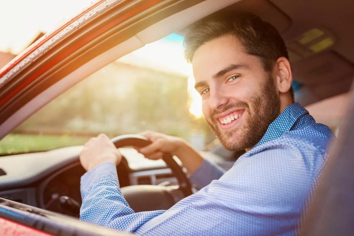 Driving a car a man