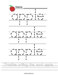 Write the words 1 apple