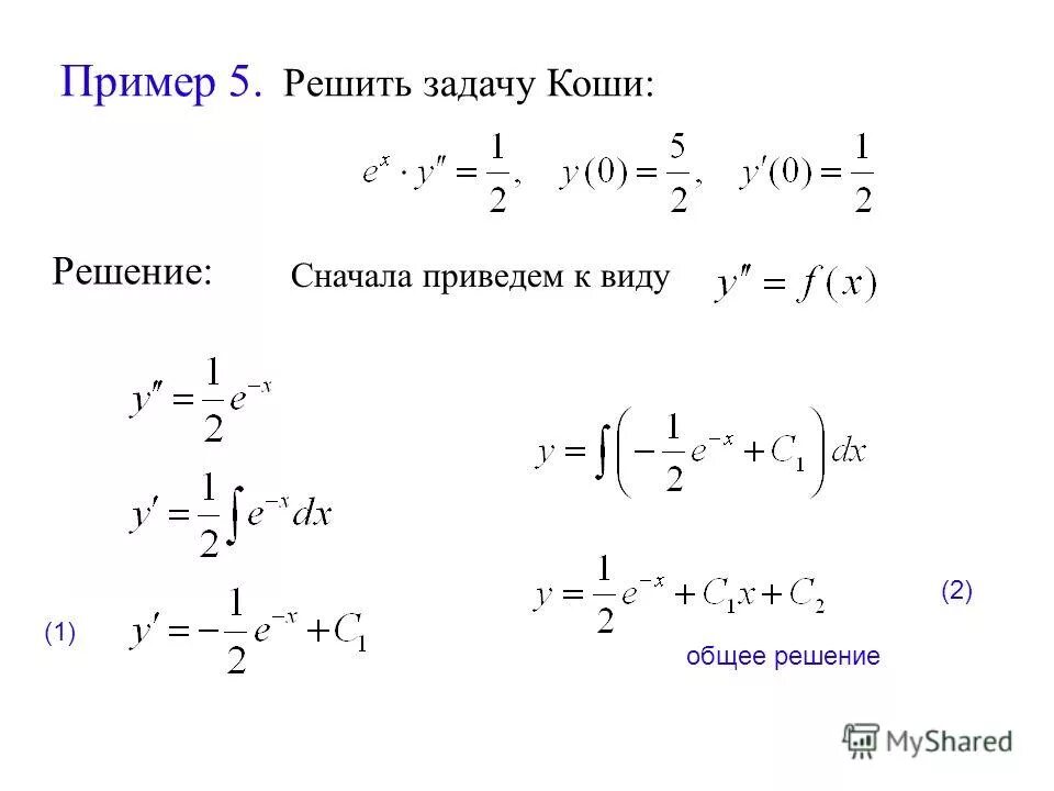 Ответы Mail.ru: Решение дифференциального уравнения и задачи Коши