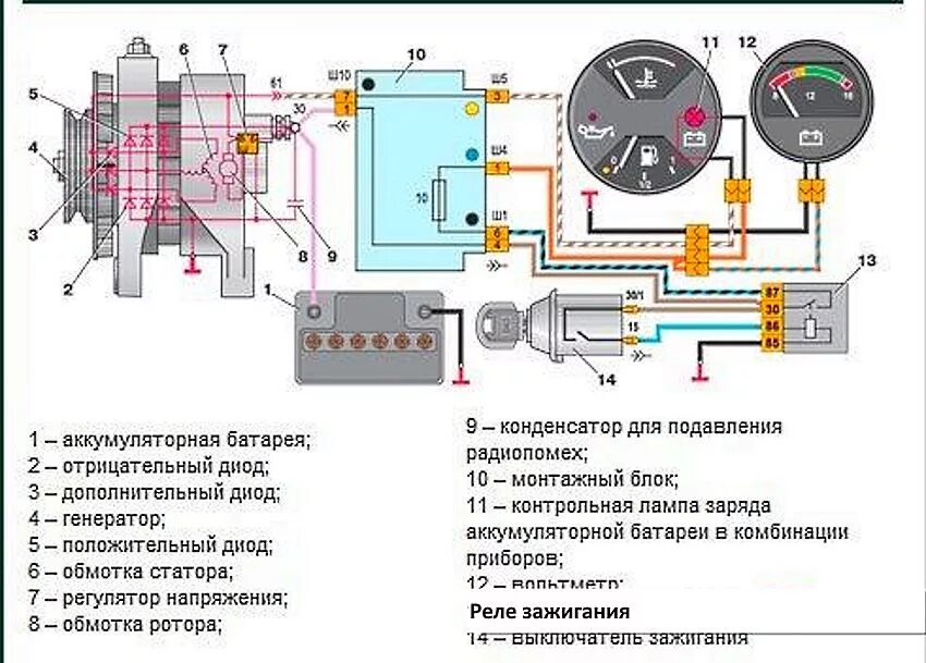 Генератор зарядка аккумулятора автомобиля. Контрольная лампа зарядки аккумуляторной батареи ВАЗ 2106. Лампа зарядки АКБ ВАЗ 2107. Схема подключения лампы заряда АКБ ВАЗ 2107. Реле лампочки зарядки АКБ ВАЗ 2106.