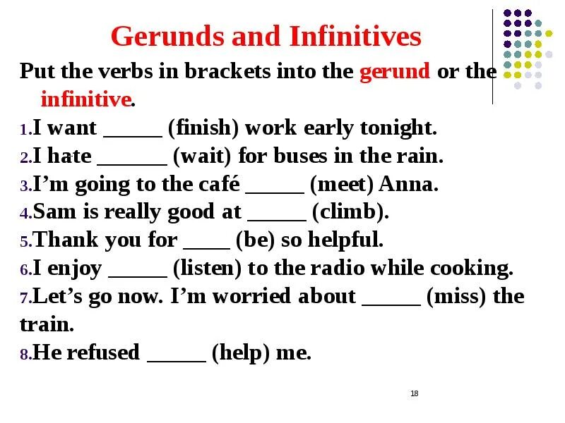 I want finish. Infinitive/ing 8 класс английский. Gerund Infinitive упражнения. Герундий в английском языке упражнения. Упражнения на герундий и инфинитив 6 класс.