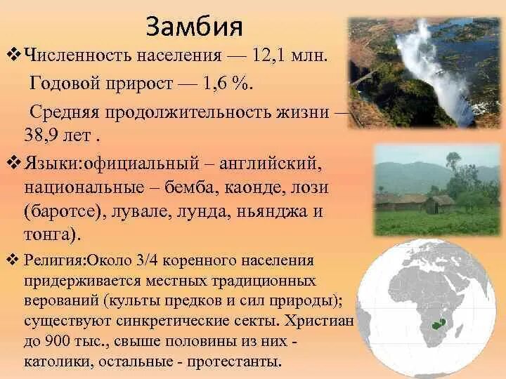 Численность населения страны замбия