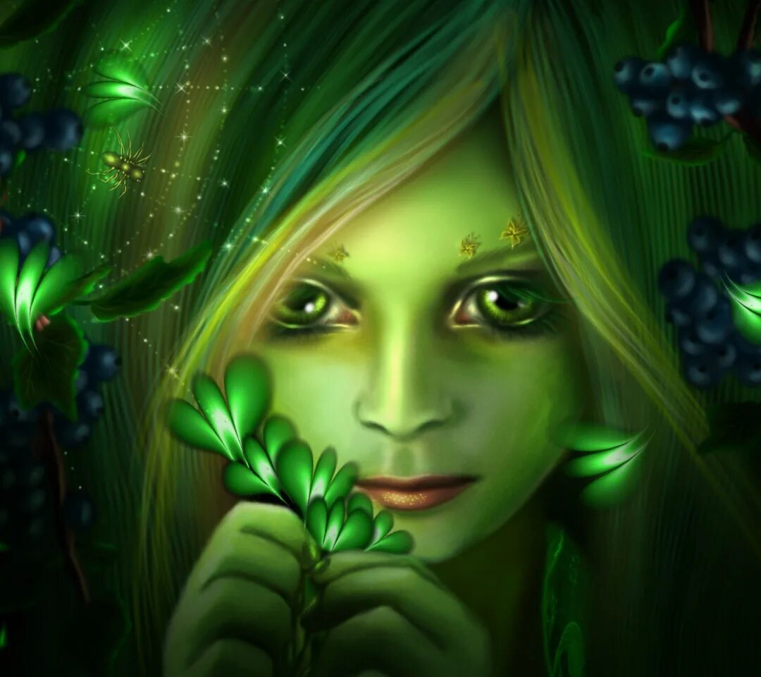 сказочный персонаж дракон с фоном. феи художницы анны игнатьевой. зеленые герои сказок. кикимора болотная. фея лепрекон.