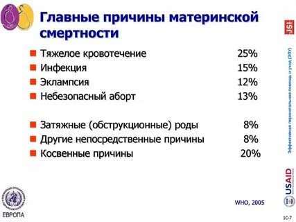 Основные причины материнской смертности