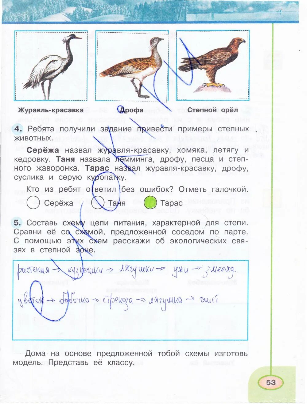 Ребята получили задание привести примеры степных животных