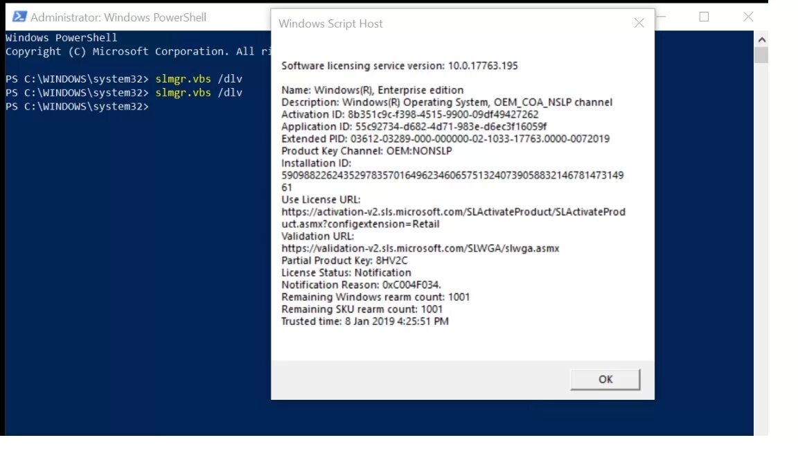 Powershell windows activation