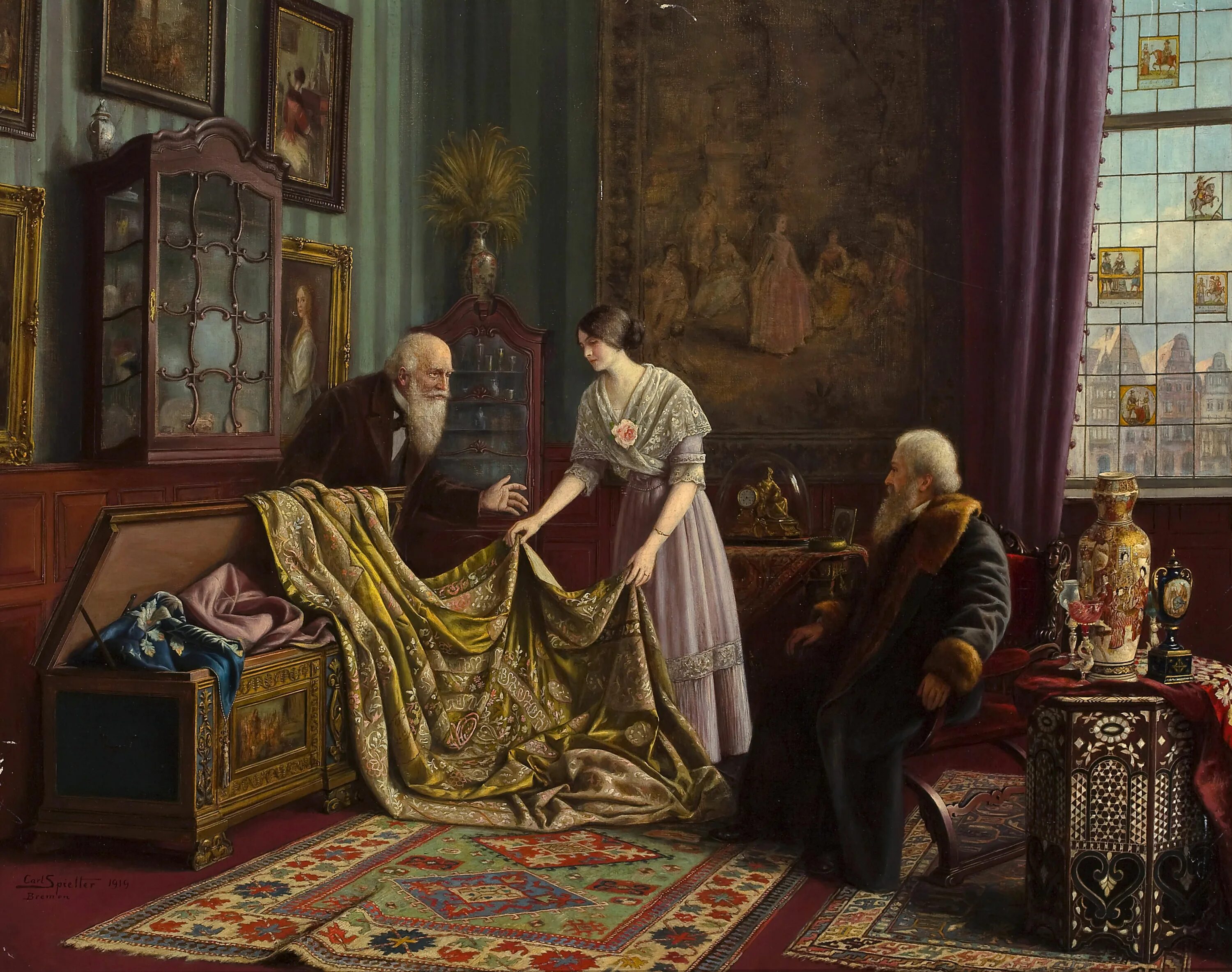 Что за картина. Carl Johann Spielter художник. Карл Йоханн Шпильтер (Carl Johann Spielter, 1851 — 1922). Приданое живопись. Картина Приданое невесты.