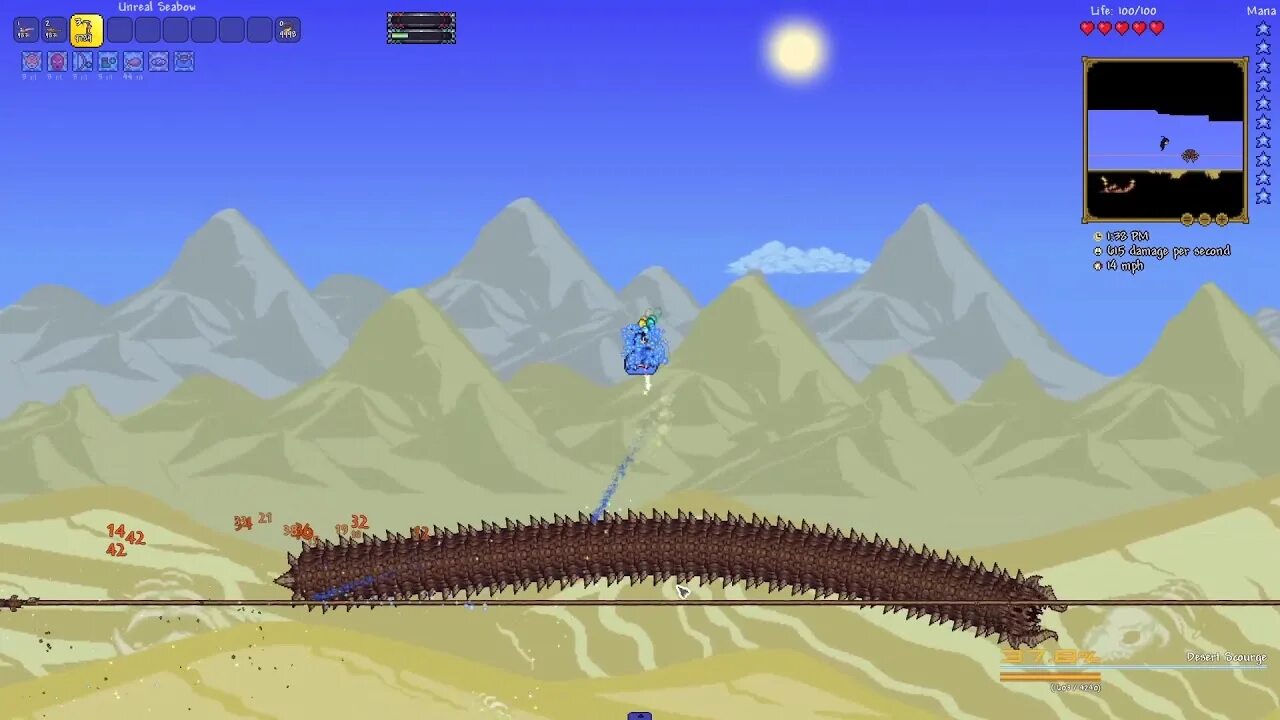 Террария пустыня. Босс desert scourge terraria. пустынный бич террария каламити. разум улья террария.