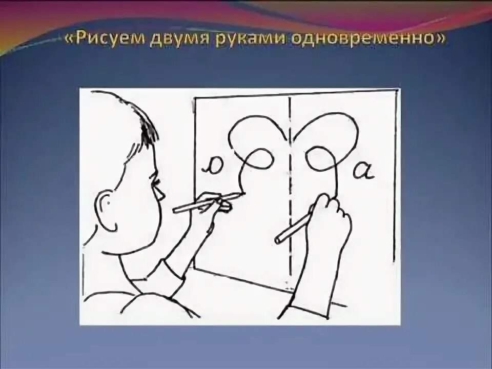 Рисунок обе. Кинезиологические упражнения рисование двумя руками. Рисунок двумя руками в психологии. Занятие на развитие мозга рисование одновременно двумя руками. Рисуем 2 руками одновременно кинезиология.