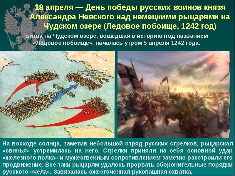 День воинской славы россии ледовое побоище. 18 Апреля 1242 Ледовое побоище. День воинской славы 18 апреля 1242. День воинской славы 1242 год Ледовое побоище.