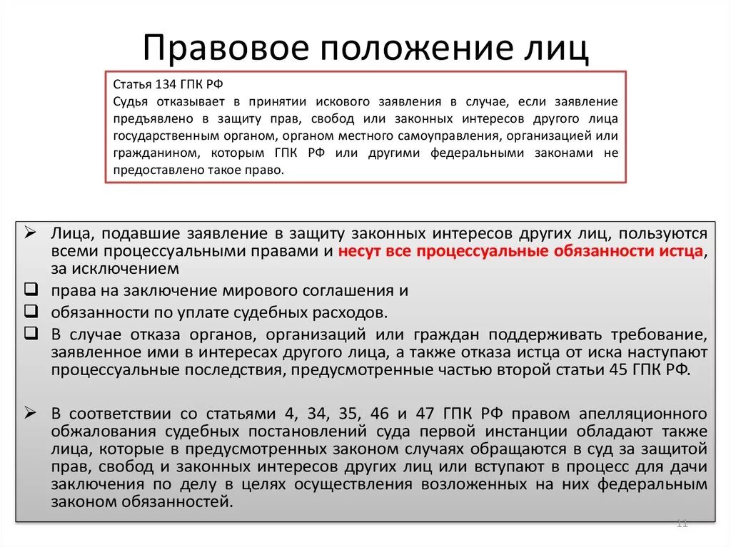 Лицо предъявляющее требования в суде. Правовое положение это. Правовая позиция образец. Последствия отказа в принятии искового заявления. Правовое положение третьих лиц.