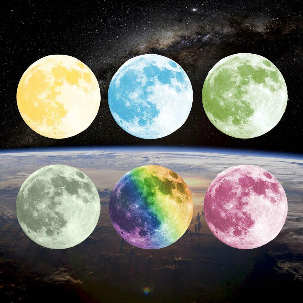 Каким цветом светит луна. Разноцветная Луна. Разные цвета Луны. Луна разных цветов. Разноцветная Луна настоящая.