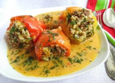 Рецепт фаршированных перцев без мяса с рисом