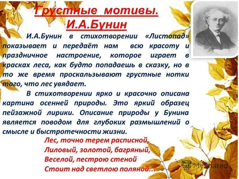 Анализ стихотворения осенний. Стихи Бунина про осень. Бунин листопад. Листопад Бунин стих. Иван Алексеевич Бунин листопад стихотворение.