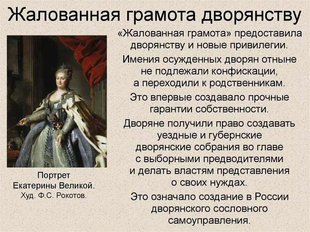 Привилегии при екатерине 2. Реформы Екатерины 2 по отношению к дворянству. Жалованные грамоты дворянству.