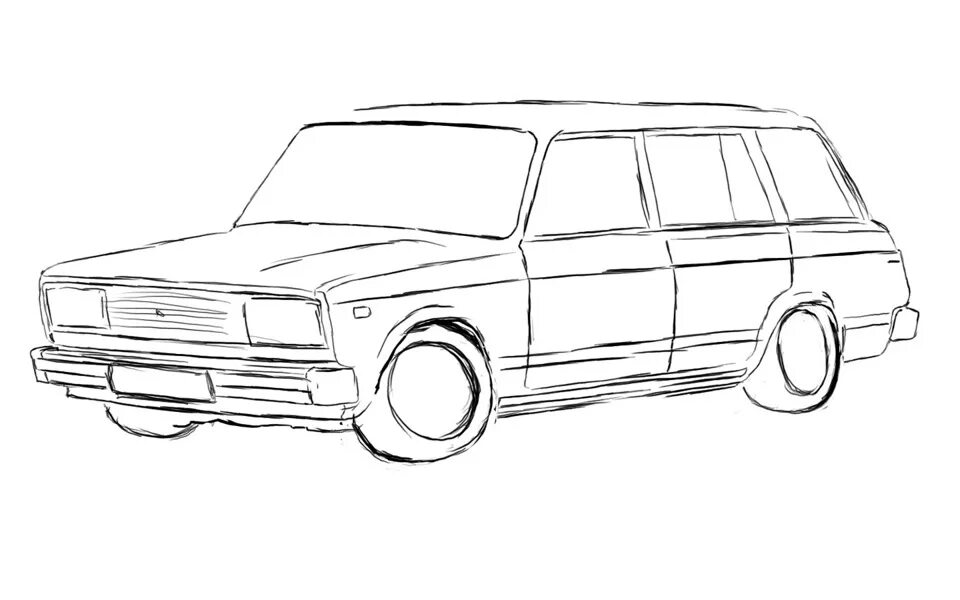 Раскраски машинки ВАЗ 2104. ВАЗ 2104 рисунок сбоку. Раскраска ВАЗ 2104.
