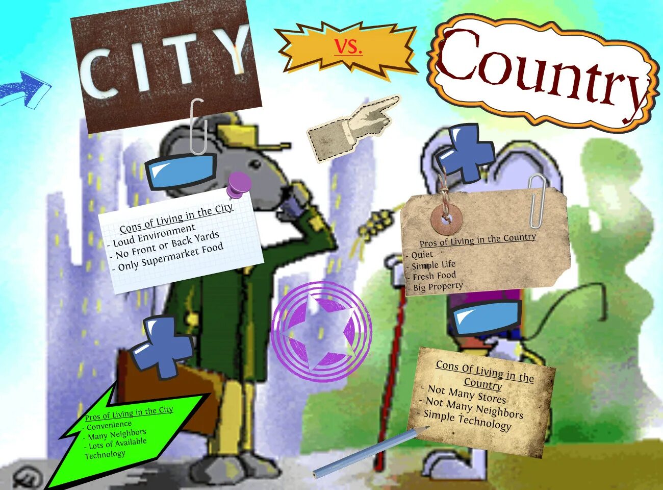 Country vs country. City Life and Country Life. Country vs City Life. City or Country Life. Living in the City or in the Country.