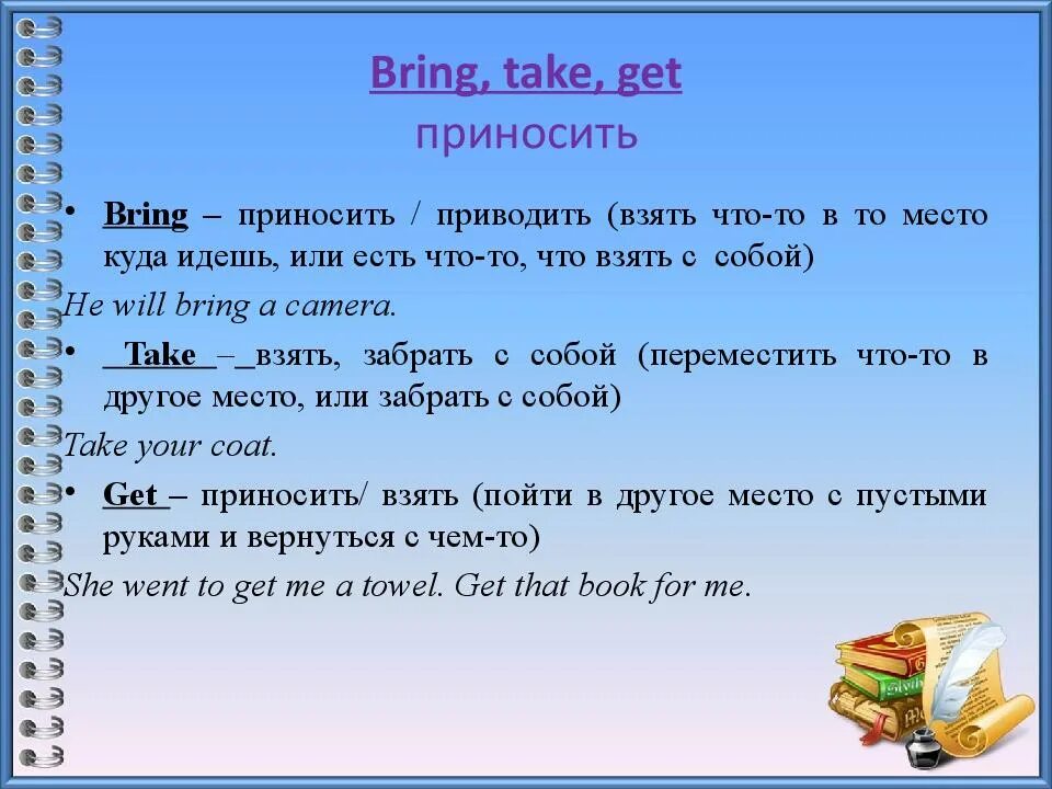 Bring take. Take or bring разница. Take bring в чем разница. Bring take fetch разница.