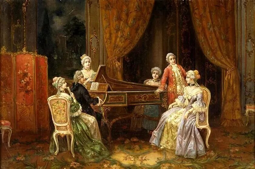 Концерт моцарт клавесин. Клавесин эпохи Барокко. Эпоха Барокко музыканты клавесин картины. Домашнее музицирование 18 век Россия.
