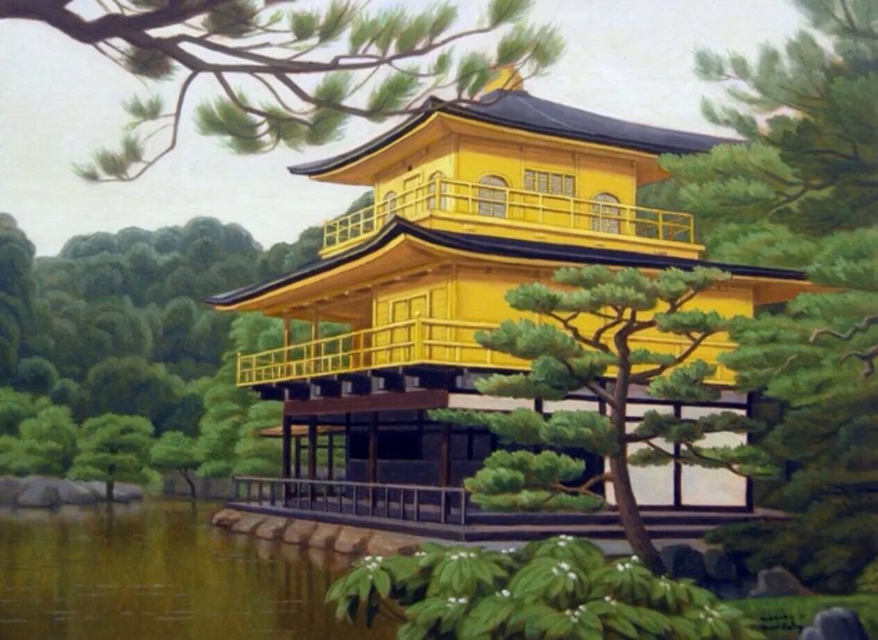 Китайские дома купить. Япония храм Кинкакудзи (золотой павильон) внутри. Золотой храм Киото картина. Золотой павильон в Киото фасад. Изо китайский храм Кинкакудзи.