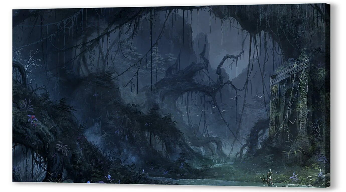 Разгадайте тайну алтаря путь в туманном лесу. Жуткая природа. Мистические руины.