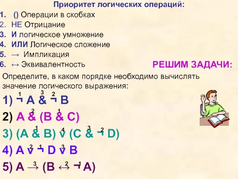 Значение логического выражения. Вычисление значения логического выражения. Как определить значение логического выражения. Вычислите значение логического выражения. A b c d порядок действия