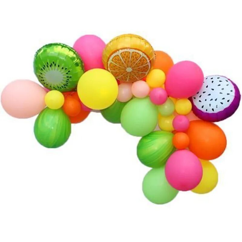 Крем шарами. Воздушные шары с тропическими фруктам. Разнокалиберная гирлянда из шаров. Шары крем.