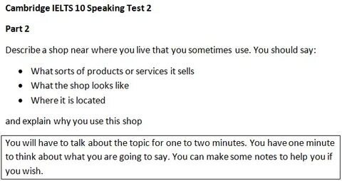 Task speaking examples