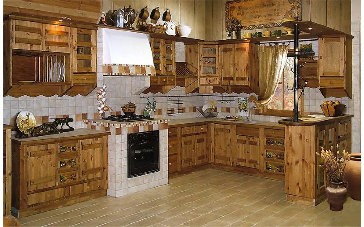 Фасад под старину. Кухня Вязынка. Янтарная сосна-мебель из массива сосны. Кухонная мебель в деревенском стиле. Кухонный гарнитур под старину.