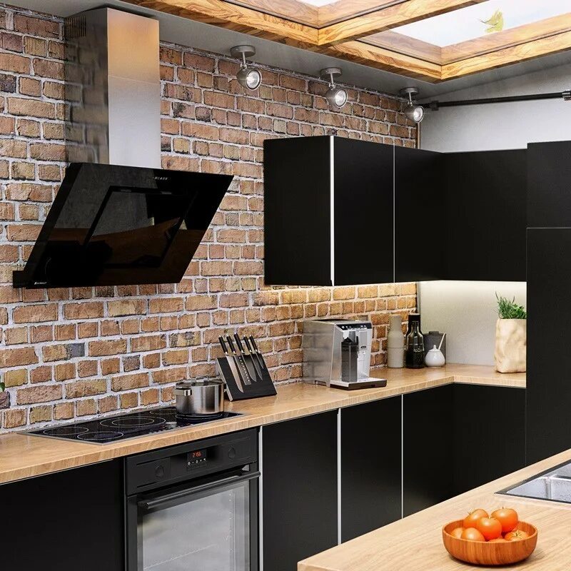 stainless steel cooker and range hood with extended flue Loft style kitchen, Kit