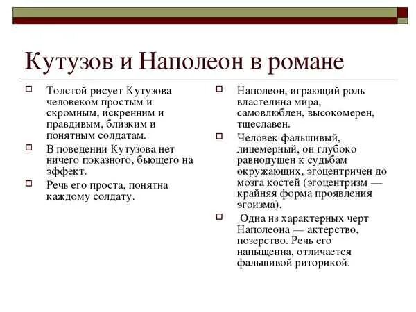 Кутузов наполеон таблица. Цели деятельности кутузова и наполеона в романе война и мир. сравнить кутузова и наполеона война и мир. кутузов и наполеон в романе война и мир. кутузов и наполеон в романе толстого война и мир.
