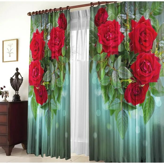 Шторы с фотопринтом. Шторы с ламбрекеном в гостиную классика на эркерное окно. Шторы в зал на 3 окна. Шторы с крупными цветами. Комбинированные портьеры.