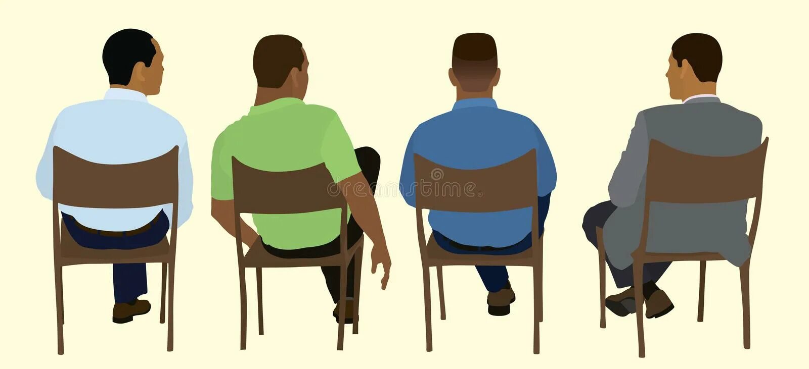 4 Chairs sit in behind. Behind you illustration.