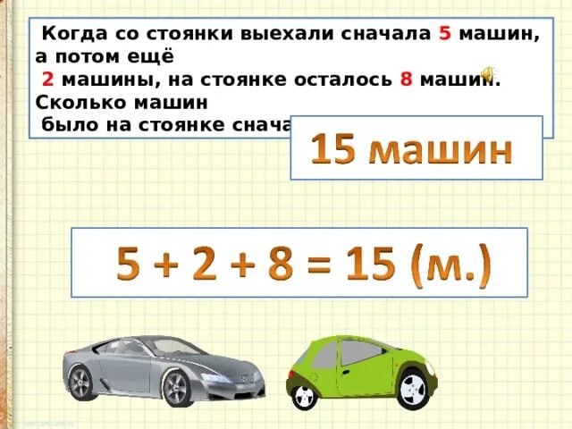 Три машины выехали. Сколько машин. Сколько осталось машин. Задача для по математике на стоянке было. Сколько всего машинок задача.