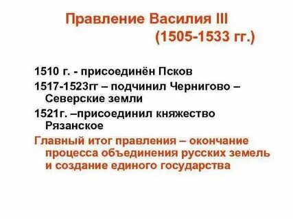 Основные события правления василия 3