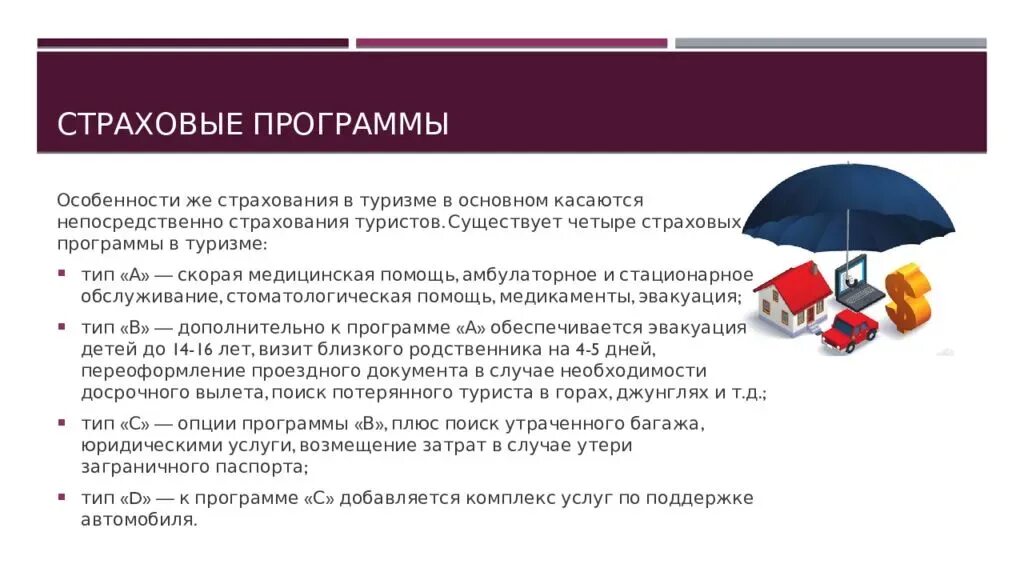 Основные виды страхований на производстве. Страховые программы. Программы страхования туристов. Основные программы страхования. Программы страхования в туризме.