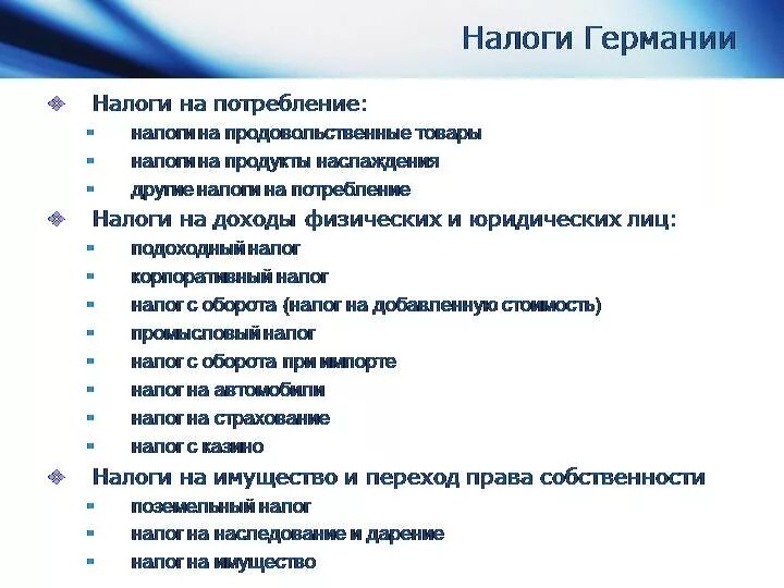 Подоходный в германии. Таблица налогов в Германии. Система налогообложения в Германии. Виды налогов в Германии. Налоги в Германии для физических лиц.