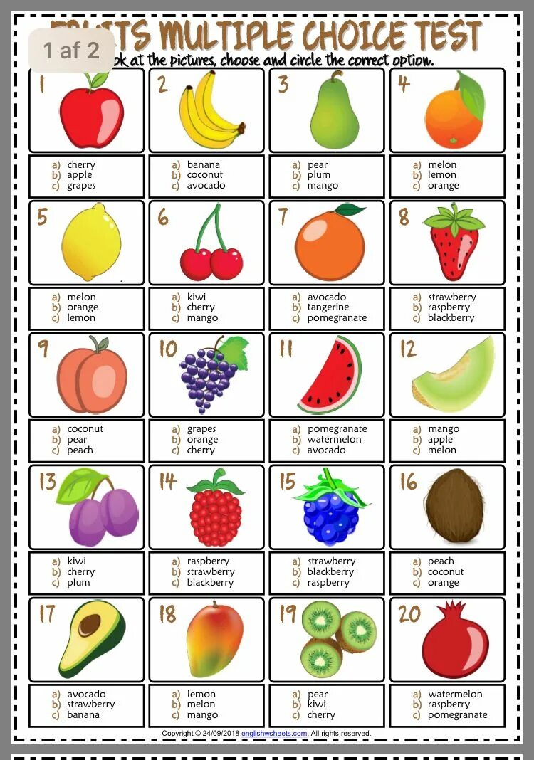 Test fruit fruits