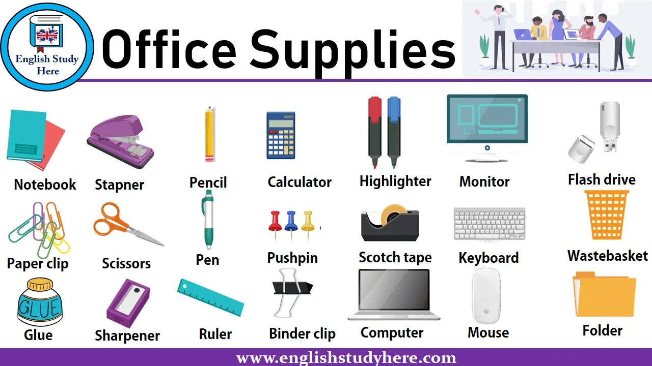 Supply перевод на русский. Office Supplies Vocabulary. Канцелярия на английском. Офисная канцелярия английский. Все канцелярия на английском.