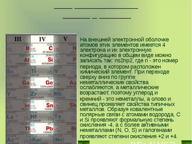 Подгруппа углерода таблица. Подгруппа углерода общая характеристика. Общая характеристика элементов подгруппы углерода. Характеристика подгруппы углерода.