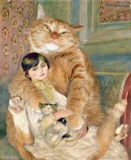 Девочка и большой кот