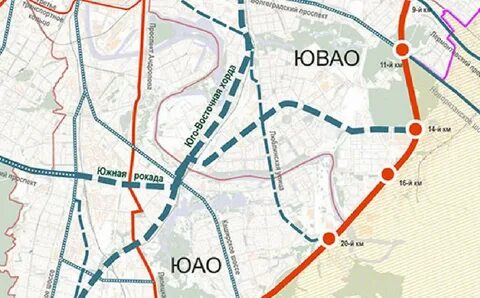 Южная рокада подробная схема на карте