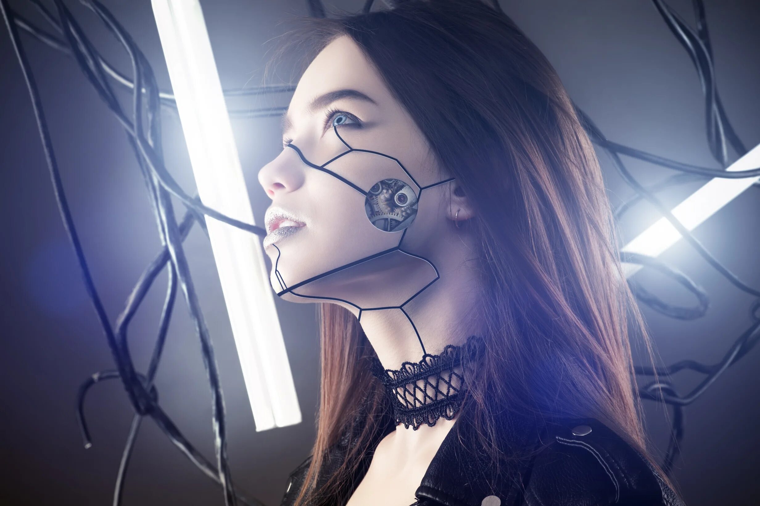 Моя девушка робот 2024. Девушка робот. Киберпанк девушка в проводах. Красивая девушка киберпанка.