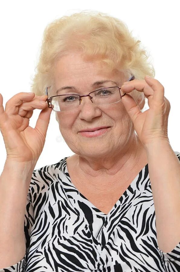 Elderly Woman Looking through Glasses Stock Photo - Image of face, lady: 8672758